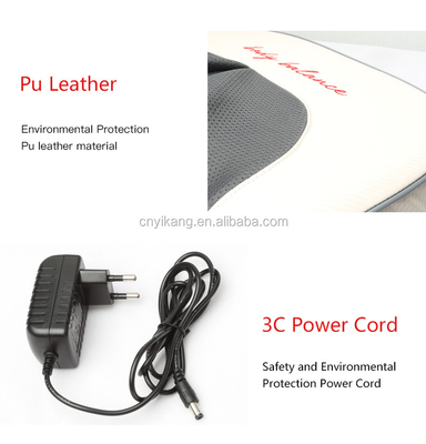 Cuatro modos almohada de masaje eléctrico de cuero de PU con colchón de espalda vibratorio