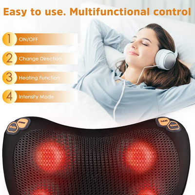 36W almohada de masaje caliente 4 modo de masaje vibratorio cojín de masaje PU de cuero cubierto