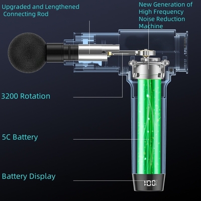 Arma de masaje de percussión de fibra de carbono de 2.2 libras con brazo ajustable y pantalla LCD
