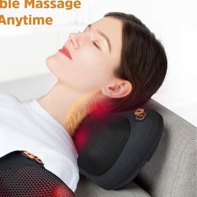 24W almohada para el cuello de viaje masajista colchón vibratorio negro con calor