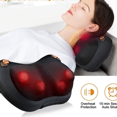 Cuero de PU Shiatsu almohada masajista Vibrante almohada de cuello con apagado automático